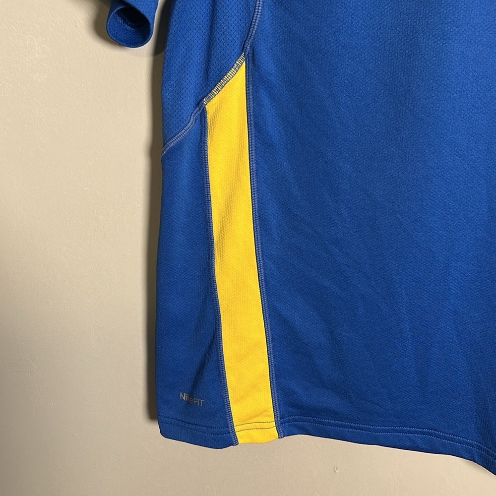 Nike Fit Dry Blue and Yellow Performance Quick Dry Short Sleeve Shirt Sz Large - Picture 2 of 13